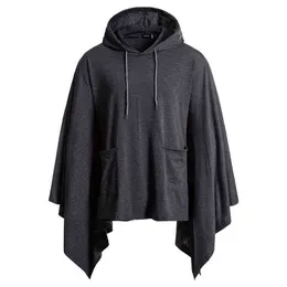 Casual Hooded Poncho Cape Cloak Fashion Coat Hoodie Pullover Hip Hop Streetwear Hoody Sweatshirt Men Party Stage Come Homme L220704