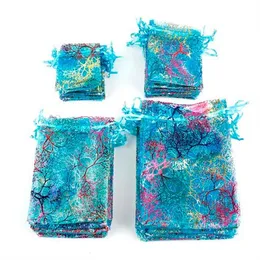 7x9cm 9x12cm Colorful Organza Bags Jewelry Packaging Bags Wedding Favor Gift Bags Drawstring Pouches GC1450