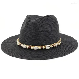 Geniş Memlu Şapkalar HT3623 2022 Yaz Güneş Şapkası Erkek Kadın Boncuklar Grup Saman Samanlı Kadın Fedoras Caz Panama Disket Plaj Kapağı Eger22