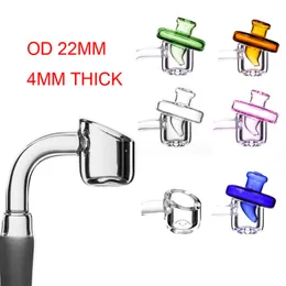 4MM Thick Quartz Banger With Carb Cap For Hookahs Dab Rig Domeless Nail 10mm 14mm 18mm Male Female 100% Real glass bong accessories for Retail or Wholesale