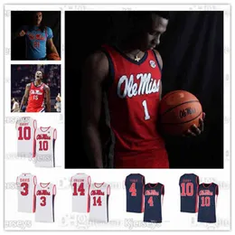 Nc3740 Maglie personalizzate Ole Miss Rebels College Basketball 3 Khadim Sy 4 Breein Tyree 2 Devontae Shuler 0 Blake Hinson 5 KJ Buffen