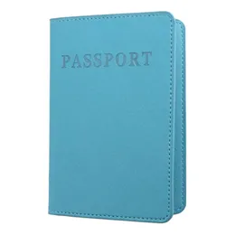 Card Holders Solid Color Faux Leather Travel Passport Holder Cover ID Ticket Pouch Bag