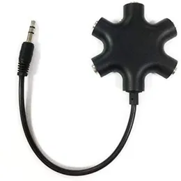 6 I 1 3,5 mm Jack Audio Aux Cable Splitter Adapter 1 Man till 5 kvinnliga hörlurar Port Dela adaptrar för MP3/4 mobiltelefon