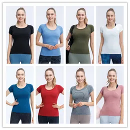 Szybko technologiczne damskie koszulka joga solidna kolor sporty z szwy z siatki Szybki suchy fitness oddychający krótki /długi rękaw wielokolorowy opcjonalnie