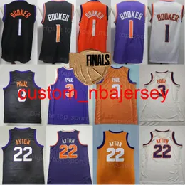 The Final Patch Koszykówka Dolina Chris Paul Jersey 3 Devin Booker Jerseys 1 Deantre Ayton 22 Czarne Białe Purpurowe Pomarańczowe Mężczyźni Szyte S-XXL