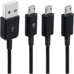 1M/3FT Kabel USB 2.0 Typ A Stecker auf 3 Micro 5 Pin Stecker Splitter Y Datensynchronisation und Ladeanschluss Adapter für Android (Schwarz)