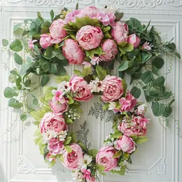 Ghirlanda artificiale Porta Soglia Fiori Matrimonio fai da te Casa Soggiorno Festa Ciondolo Decorazione da parete Ghirlanda di Natale Regalo Rosa Peonia 220406