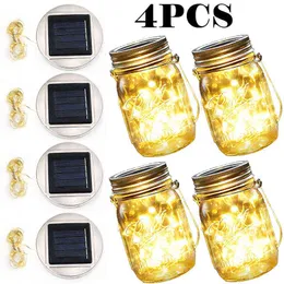 Solar Jar Lid Light LED Fairy Light do szklanego garnka Wkładka Wkładka Zmiana ogrodu Dekoracja podwórza ogrodowego Dekorowanie ślubne J220531