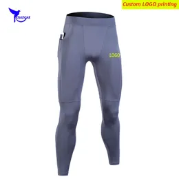 Anpassad komprimeringsträning Running Tights Men med Pocket Base Layer Gym Fitness Pants Snabbt torra sport Sweatpants Leggings 220608