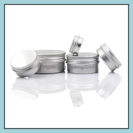 Empty Aluminum Lip Balm Containers Cosmetic Cream Jars Tin Crafts Pot Bottle 5 10 15 30 50 100G Drop Delivery 2021 Packing Bottles Office