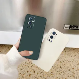 Custodie per telefoni in silicone liquido quadrato con design a bordo dritto di lusso per Oneplus 9 Pro 8T 8 Pro Cover posteriore in TPU ultrasottile Fundas