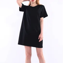 胚の基本的な綿の長いTシャツのドレス女性の夏のカジュアルヴィンテージファッション美学の白い黒ティートップのチュニック特大220321