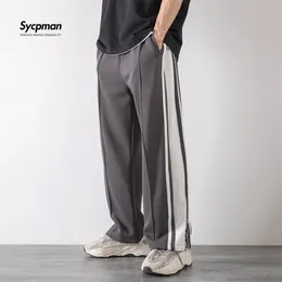 Kore Giysileri Joggers Basketbol Pantolon Punk Erkek Giyim Gevşek Şerit Damla Düz Eğilim Rahat Pantolon Yığılmış Sweatpants 220325