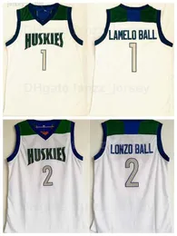 Chino Hills Huskies High School Basketball 2 Lonzo Ball Jerseys 1 Lamelo Team Kolor White Away Szygowanie i szycie sportowe bawełniane oddychające mężczyzn