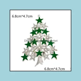 Pins Brooches Jewelry New White Gold Christmas Snowflake Brooch Colorf Enamel Tree Broches Gift Decorative Pins Fashionable H1018 Drop Deli