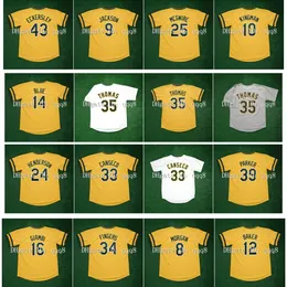 Na85 Vintage 1982 البيسبول Jersey Vida Blue Reggie Jackson Frank Thomas Rickey Henderson Jose Canseco Dave Parker Dennis Eckersley Mark