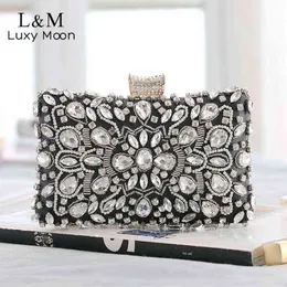 Evening Bags Diamond Evening Handbag for Women Pearl Luxury Designer Handbag and Purse Wedding Party Clutch Bag Floral Sac Femme X379h 220318