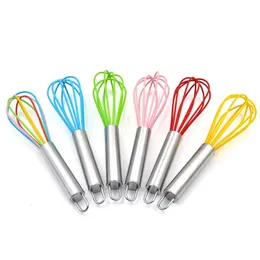 Stainless Steel Handle Egg Beater Whisk Baking Tools Manual Silicone Cream Butter Eggs Tools Dough Mixer Kitchen Supplies