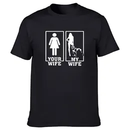 Funny My Wife Is A Pitbull Pit Bull Dog Lover T-shirt Graphic Cotton Streetwear T-shirt Harajuku a maniche corte da uomo