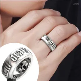 Bague en acier inoxydable 316L avec lettre 'Till Death Do Us Part' Squelette pour hommes Style punk Hip Hop Bijoux Rita22