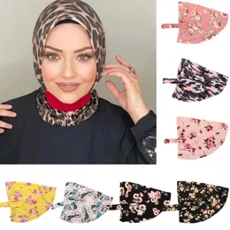 Full Cover Women Muslim Print Elastic Strech Buttons Hijab Turban Inner Cap Amira Hat Underscarf Islamic Head Wrap Justerbar