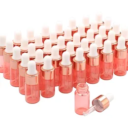 2ml 3ml 5ml Glass Bottles With Pipettes Refillable Empty Essential Oil Bottles Mini Dropper Bottles Sample Vials 20/30/50Pcs 220726