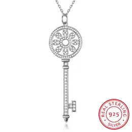 ZEMIOR Girocolli Collane Per Le Donne 925 Sterling Silver Trendy Full Cubic Zirconia Chiave Collana Gioielleria Raffinata Regalo di Anniversario