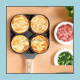 Other Cookware Kitchen Dining Bar Home Garden Medical Stone Four Hole Frying Pan Flat Non-Sticky Egg Dumplings Pot Break Dhvt4