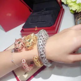 Marca de luxo feminina avançada pulseira grande de ouro 18k joias de alta qualidade para mulheres vendas populares série panthere banhado a moda ADITA com pulseira de diamantes