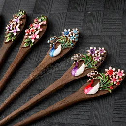 Handgefertigte Holz-Haarnadeln, Braut-Haarnadeln, Vintage-Blumen-Stäbchen, Hanfu-Kopfschmuck, Haarschmuck