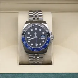 Relógio masculino de alta qualidade, automático, mecânico GMT, aço inoxidável, azul, vermelho, cerâmica, vidro de safira, relógios de pulso, óculos de safira, 40 mm
