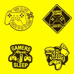 Pins Brooches SLEEP GAME Enamel Pin Gamepad Controller Video Player Teen Boys Hat Shirt Metal Badges Gift For Geeks-n-GamersPins