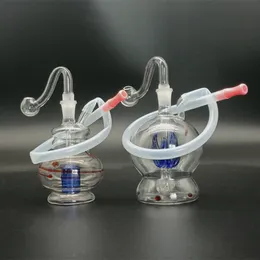 Glass Mini Bong Hoocka 흡연 봉은 세트 워터 파이프 Dab Rigs Portbale 두꺼운 Pyrex Bongs