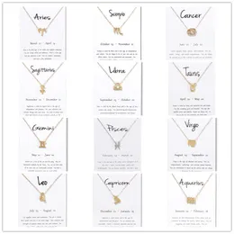 Chinese Zodiac Signs Pendant Necklaces With Gift Card Men Women Twelve Constellation Gold Silver Chain Jewelry Necklace Accessories Bulk Price