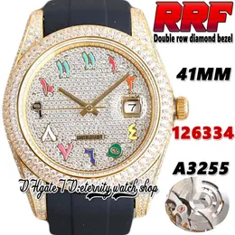 RFF Senaste JH126334 Top A3255 Automatic Mens Watch TW126331 EW126233 Diamant Inlay Rainbow Arabiska Ring Stål Iced Out Diamanter Gold Case Eternity Smycken Klockor