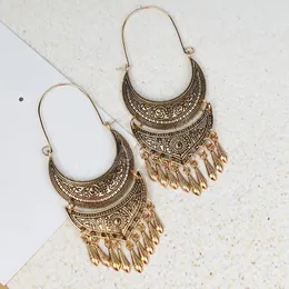 Etnik Altın Geometrisi Hint Takıları Kadınlar İçin Vintage Dangle Küpeler Retro Püskül Tibet Küpeler Jhumka Küpe