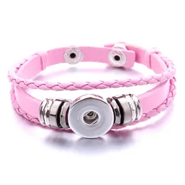 Fashion Covered Button Layers Woven DIY Noosa Charm Bracelet Bangle fit 12mm Snap Button Jewelry 14 Colors