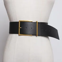 Cinture Cintura a vita larga da donna Fibbia ad ardiglione grande vintage nera per jeans Cinturino in ecopelle PU marrone Cinture da donna Cinture