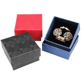 Jewelry Pouches Bags Square Scallop Pattern Gift Box Ring Necklace Earring Bracelet Paper Solid Color Packaging 5 3 CmJewelry