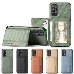 Wallet Flip Card Holder Bag Cases Carbon Fiber Soft TPU Cover with Photo Frame For OPPO A5 A9 A12 A5S A52 A72 A92 A52 A32 A74 A54 A94 5G A16 A16S Reno 4 5 6 Realme 7 Pro C12 C21Y