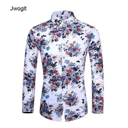 45KG120KG Nuova moda autunnale Belle camicie floreali Moda autunno manica lunga pulsante Camicie hawaiane casuali 5XL 6XL 7XL 210412