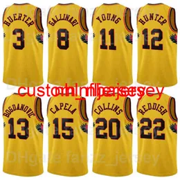 Trae Young Jersey 11 Deandre Hunter 12 Джон Коллинз 20 Danilo Gallinari 8 Кевин Хуэртер 3 CAM Reddish 22 военно-морской синий