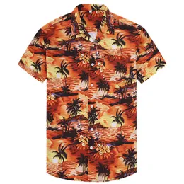 Camicia slim fit stampata hawaiana casual moda uomo e camicia Aloha da spiaggia a maniche corte sociale maschile per uomo 220712