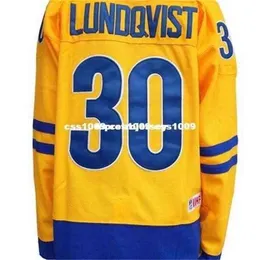 Mtrth # 30 Svezia A buon mercato all'ingrosso all'ingrosso Henrik Lundqvist World Coppa di Hockey Jersey Giallo Cucitato Personalizza Qualsiasi Nome Numero Uomini Donne Gioventù Jersey