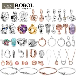 925 Gümüş Fit Pandora Charm 925 Bilezik Pan Sonbahar 2020 Koleksiyon Bilezik Takılar Set Kolye DIY İnce Boncuk Takı