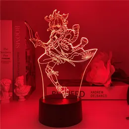 Gece Işıkları Genshin Etkisi Yoimiya Light 3D USB Arayüz Yatak Odası Başucu Dekorasyon Lambası Çocuklar#39; S Oyuncak Doğum Günü Hediye Işıkları