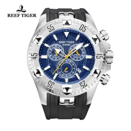 Reef Tiger/RT Casual Sport Watches Chronograph and Date Big Dial Super Luminous Steel Sport Watch for Men RGA303 T200409
