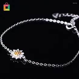 Link Chain 1PCS Bracelet Jewelry Women Girl Small Daisies Sunflower Bangle Chian Trendy Anklet Glittery Fawn22