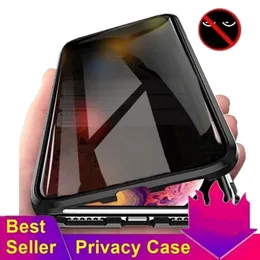 Magnetic Privacy Metal Cases for Iphone 15promax 15pro 14PROMAX 14 13 12 11 Promax XS Max XR 15 14plus Prevent the Peep Tempered for 13PRO 12PRO Iphone Case