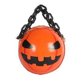 Evening Bags Woman Shoulder Wacky Halloween Pumpkin Package Fashion Chain Crossbody Bag Casual Brand Print Round Dropping